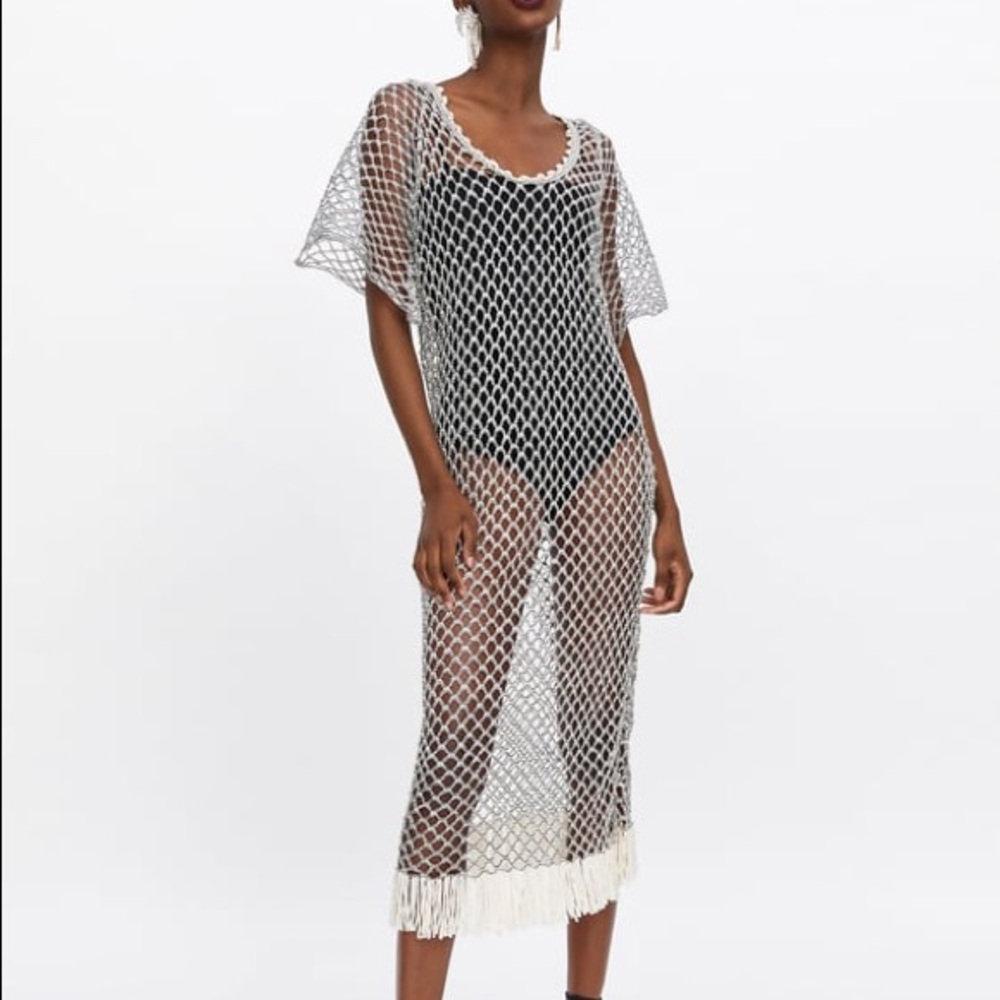 Zara Sparkly Textured Knit Tunic NWT SZ L